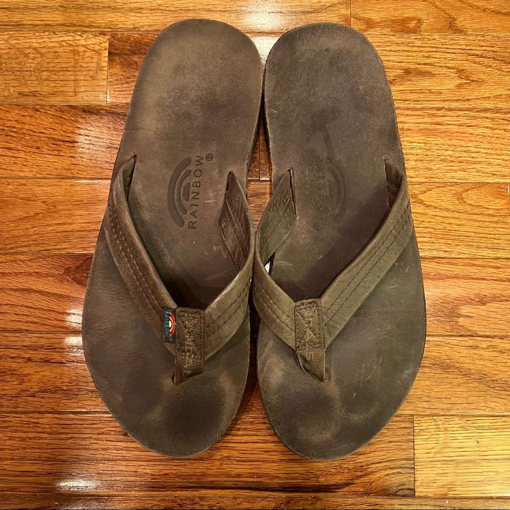Men’s Rainbow Leather Flip Flops